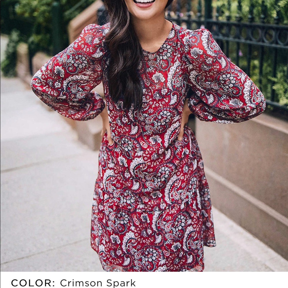 LOFT Shimmer Paisley Flounce Dress